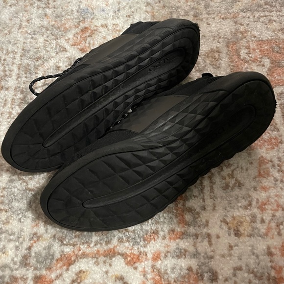 Black ALDO sneakers with decorative matte accents - Picture 2 of 8